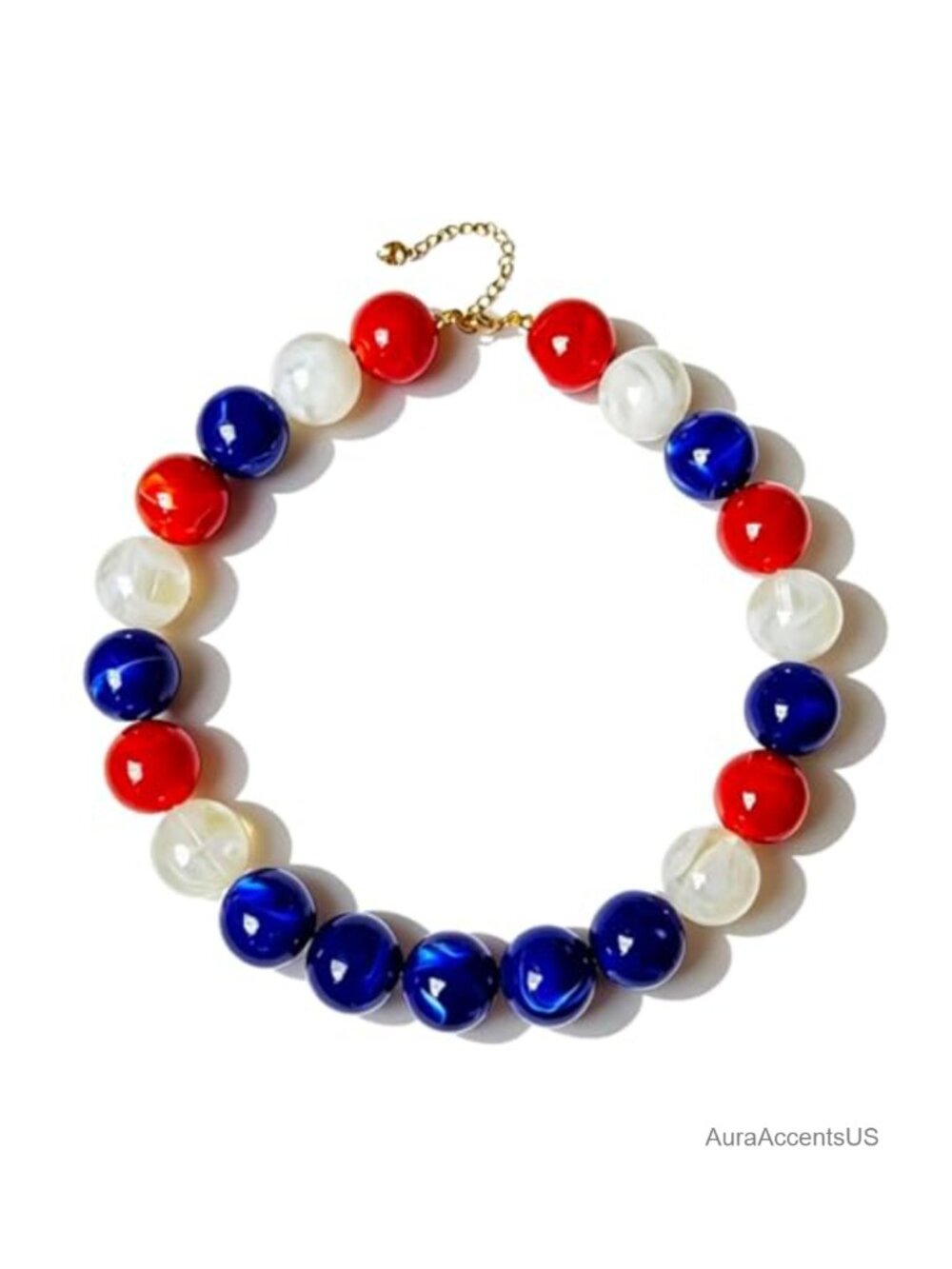 Chunky Acrylic Beaded Necklace Heart Pendant Adjustable Lobster Clasp Boho